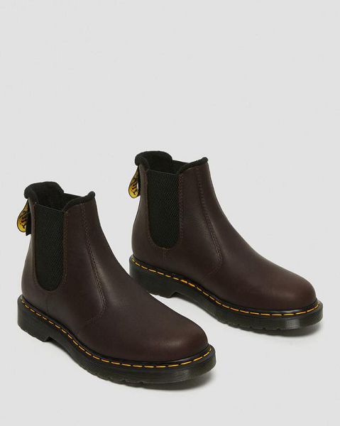 Dr Martens 2976 Warmwair Leather Men Chelsea Boots Dark Brown | USA-259403