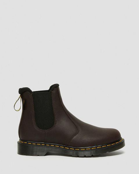 Dr Martens 2976 Warmwair Leather Men Chelsea Boots Dark Brown | USA-259403