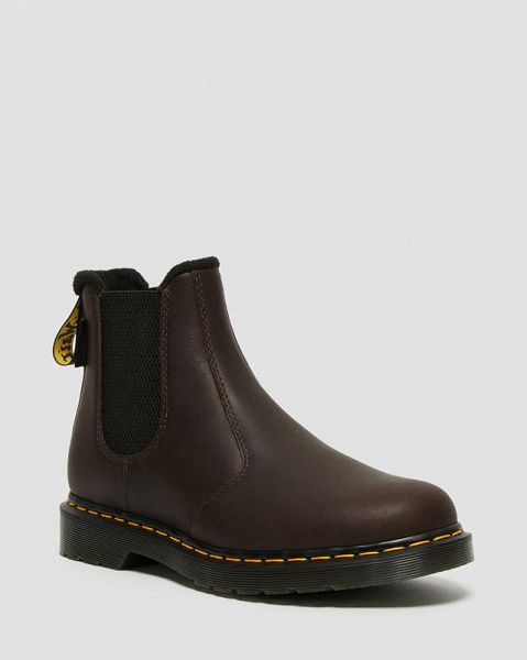 Dr Martens 2976 Warmwair Leather Men Chelsea Boots Dark Brown | USA-259403