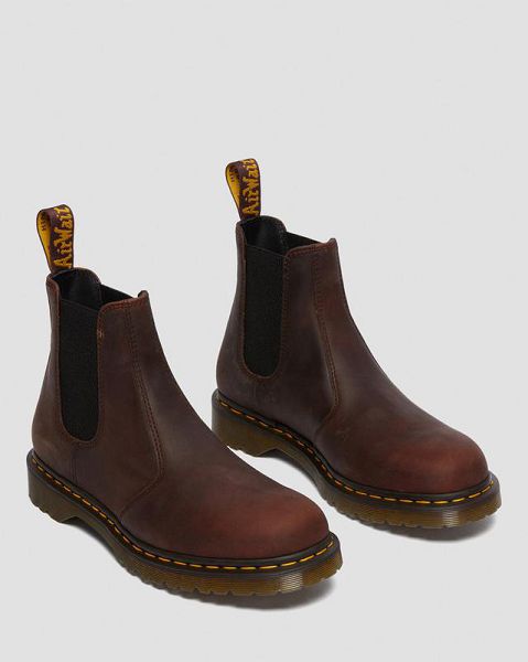 Dr Martens 2976 Waxed Full Grain Leather Women Chelsea Boots Brown | USA-374289