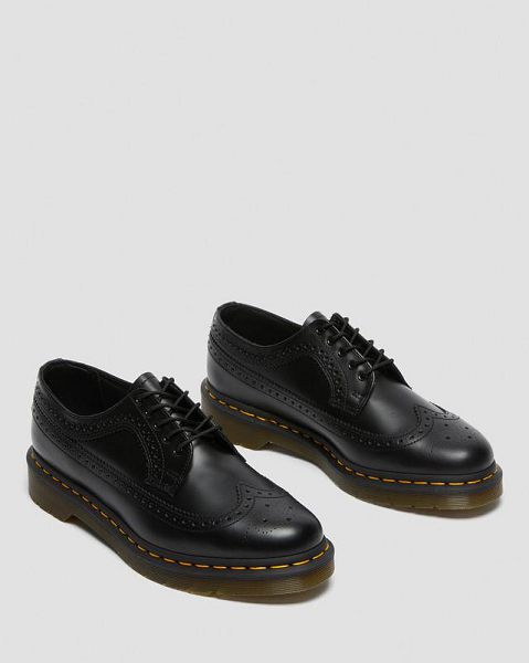 Dr Martens 3989 Stitch Smooth Leather Men Brogue Shoes Black | USA-328064