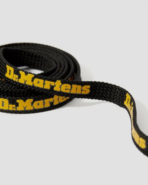 Dr Martens 55 Inch Flat Shoe Laces Accessories 8-10 EYE Black / Yellow | USA-751346