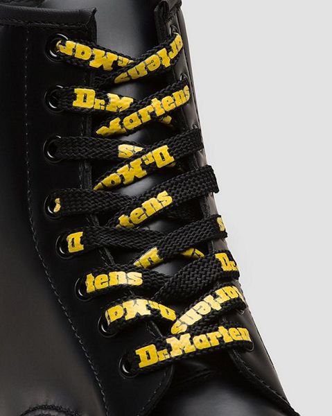 Dr Martens 55 Inch Flat Shoe Laces Accessories 8-10 EYE Black / Yellow | USA-751346