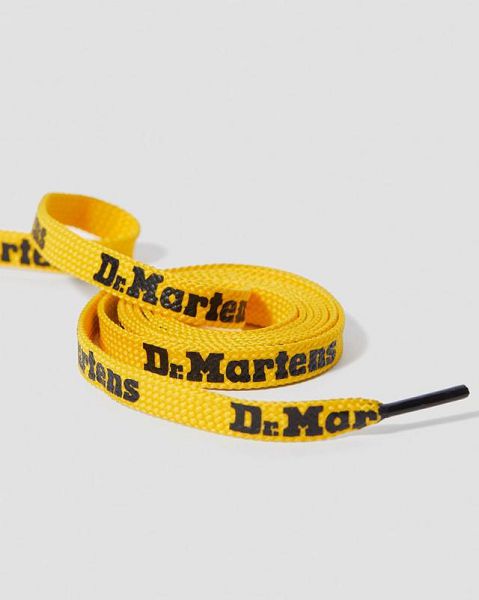 Dr Martens 55 Inch Flat Shoe Laces Accessories 8-10 EYE Yellow / Black | USA-246950