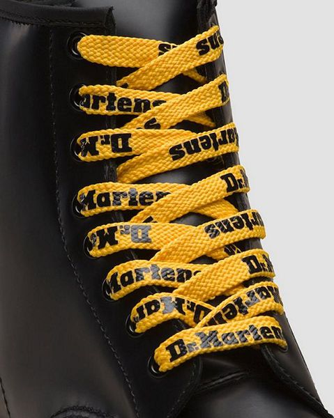 Dr Martens 55 Inch Flat Shoe Laces Accessories 8-10 EYE Yellow / Black | USA-246950