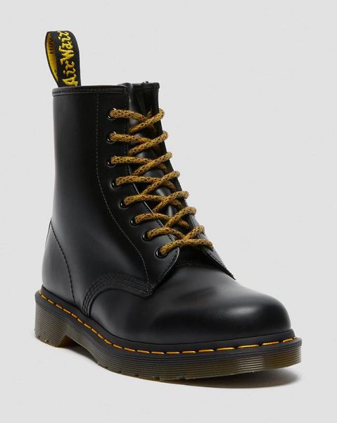 Dr Martens 55 Inch Round Marl Shoe Laces Accessories 8-10 EYE Yellow / Black | USA-563824