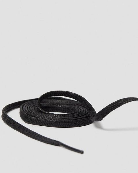 Dr Martens 55 Inch Waxed Flat Shoe Laces Accessories 8-10 EYE Black | USA-692745