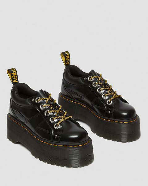 Dr Martens 5-Eye Max Buttero Leather Women Platform Shoes Black | USA-286534