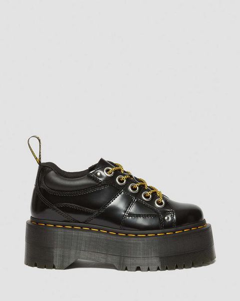 Dr Martens 5-Eye Max Buttero Leather Women Platform Shoes Black | USA-286534