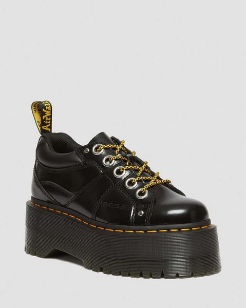 Dr Martens 5-Eye Max Buttero Leather Women Platform Shoes Black | USA-286534