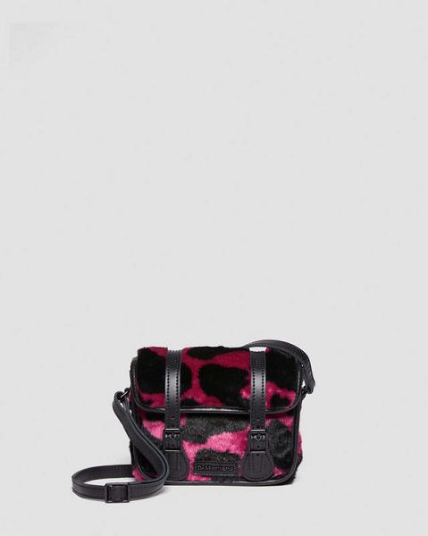 Dr Martens 7 Inch Faux Fur Cow Print Accessories Crossbody Bags Pink / Black | USA-765289