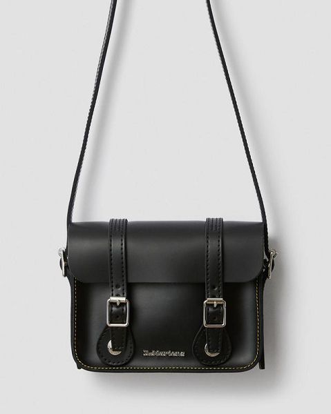 Dr Martens 7 Inch Leather Women Crossbody Bags Black | USA-150438