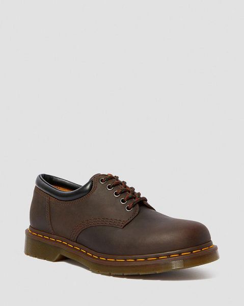 Dr Martens 8053 Crazy Horse Leather Men Casual Shoes Dark Brown | USA-582647