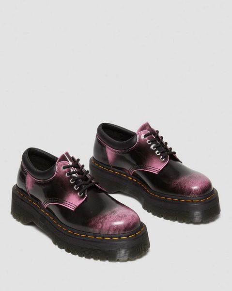 Dr Martens 8053 Distressed Leather Platform Women Casual Shoes Black / Pink | USA-281364