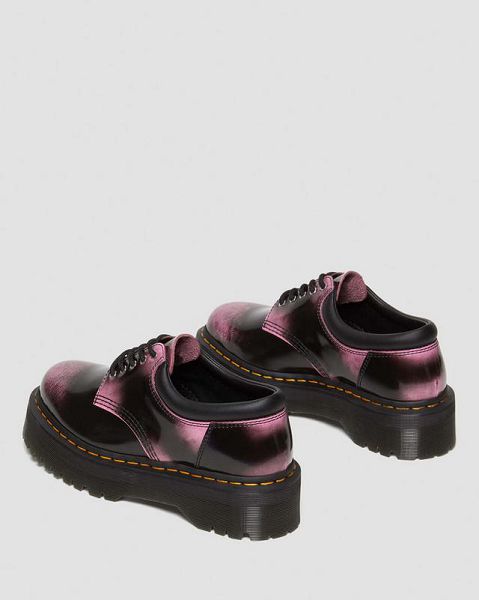 Dr Martens 8053 Distressed Leather Platform Women Casual Shoes Black / Pink | USA-281364