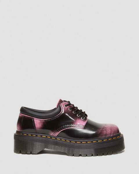 Dr Martens 8053 Distressed Leather Platform Women Casual Shoes Black / Pink | USA-281364