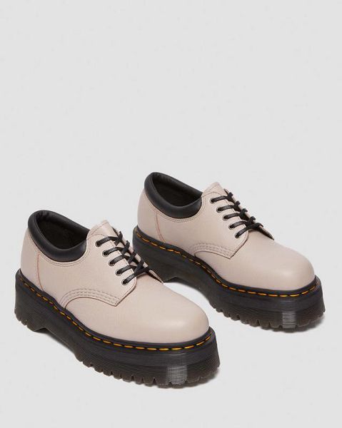 Dr Martens 8053 Pisa Leather Platform Women Casual Shoes Grey Brown | USA-936821