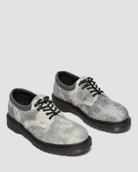 Dr Martens 8053 Stonewashed Suede Platform Women Casual Shoes Grey / Black / White | USA-967315