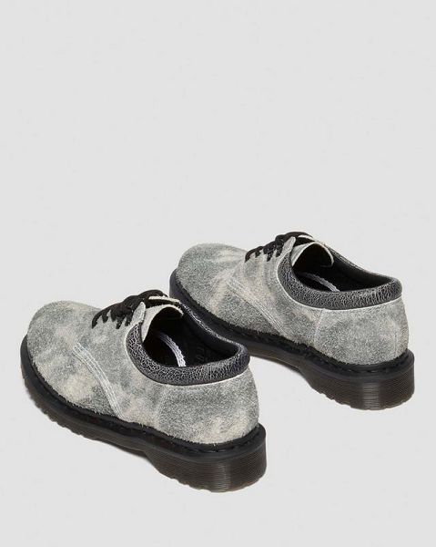 Dr Martens 8053 Stonewashed Suede Platform Women Casual Shoes Grey / Black / White | USA-967315