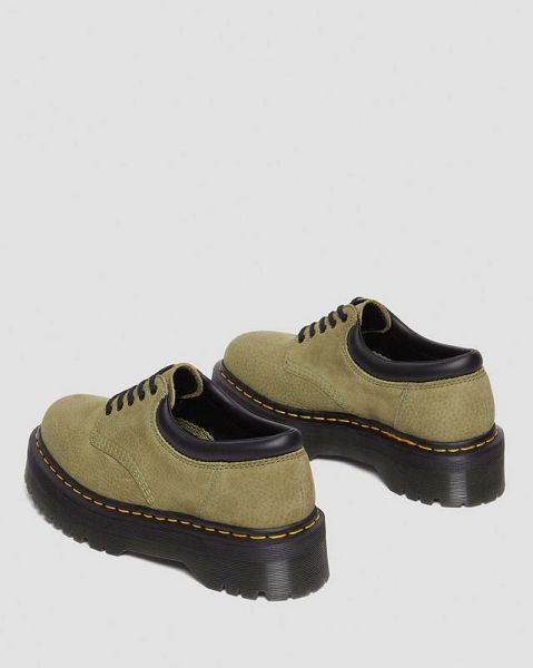 Dr Martens 8053 Tumbled Nubuck Leather Platform Women Casual Shoes Olive | USA-615038