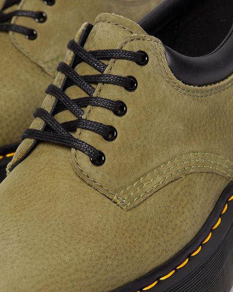 Dr Martens 8053 Tumbled Nubuck Leather Platform Men Casual Shoes Olive | USA-461290