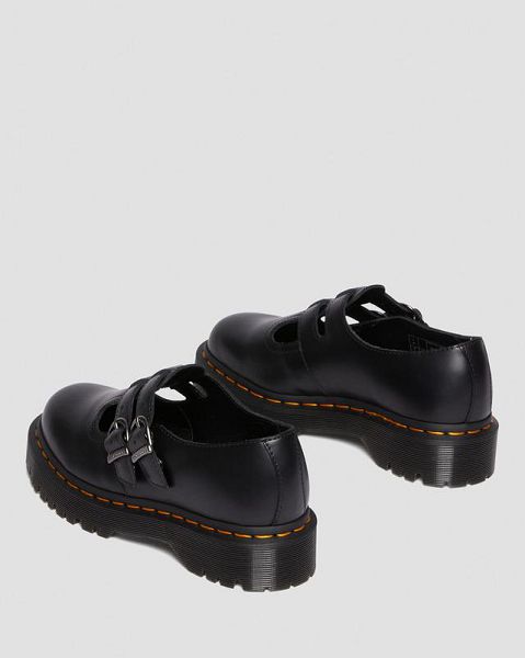 Dr Martens 8065 II Bex Smooth Leather Platform Women Mary Jane Shoes Black | USA-82459