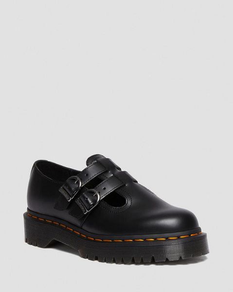 Dr Martens 8065 II Bex Smooth Leather Platform Women Mary Jane Shoes Black | USA-82459