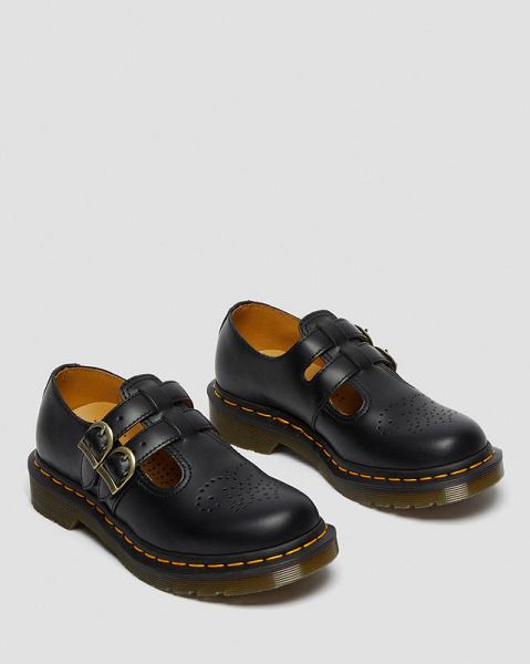 Dr Martens 8065 Smooth Leather Women Mary Jane Shoes Black | USA-859213