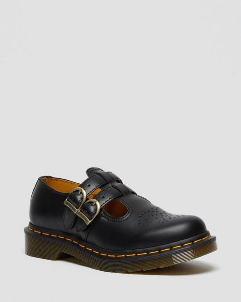 Dr Martens 8065 Smooth Leather Women Mary Jane Shoes Black | USA-859213