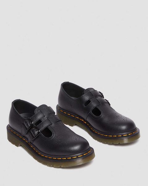 Dr Martens 8065 Virginia Leather Women Mary Jane Shoes Black | USA-472516