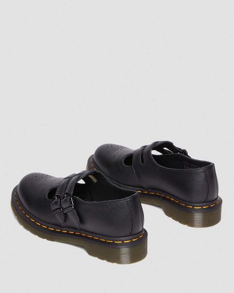 Dr Martens 8065 Virginia Leather Women Mary Jane Shoes Black | USA-472516