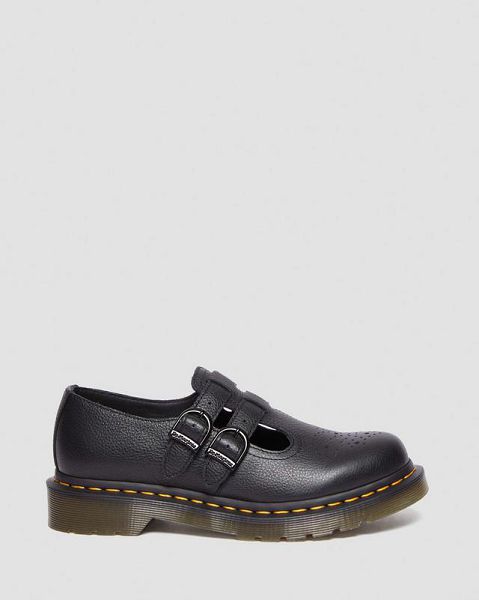 Dr Martens 8065 Virginia Leather Women Mary Jane Shoes Black | USA-472516