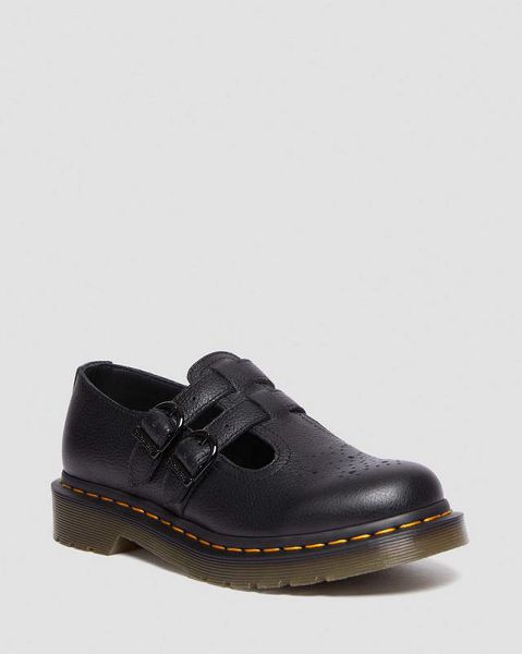 Dr Martens 8065 Virginia Leather Women Mary Jane Shoes Black | USA-472516