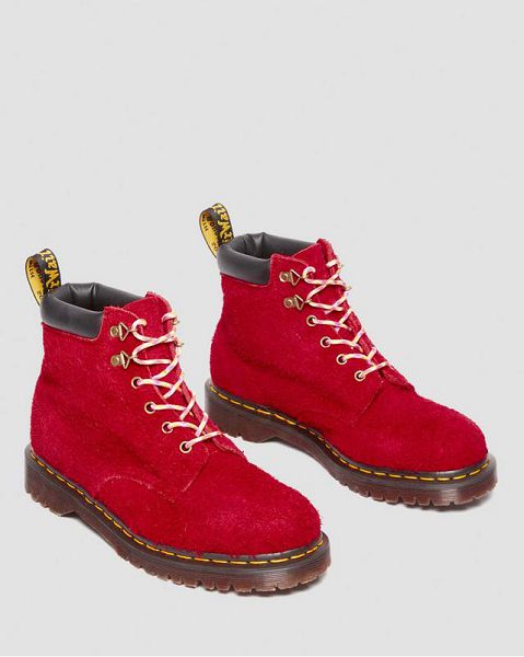 Dr Martens 939 Ben Suede Padded Collar Men Lace Up Boots Red | USA-586417