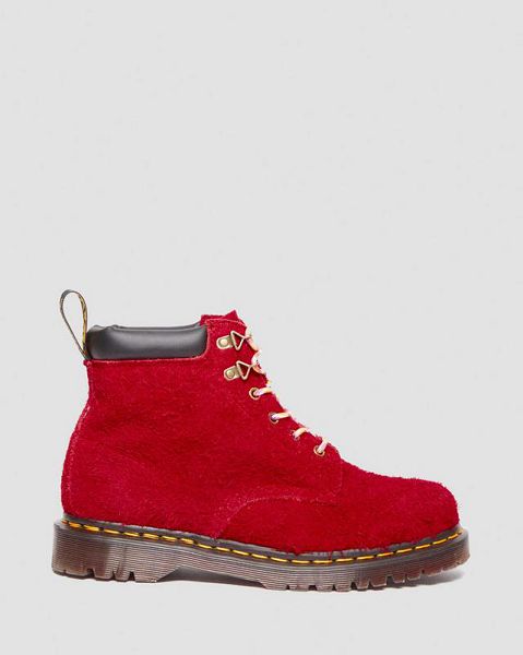 Dr Martens 939 Ben Suede Padded Collar Men Lace Up Boots Red | USA-586417