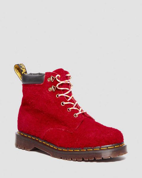 Dr Martens 939 Ben Suede Padded Collar Men Lace Up Boots Red | USA-586417