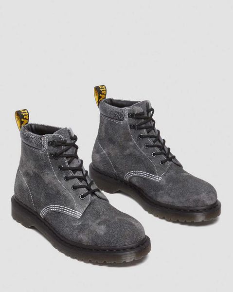 Dr Martens 939 Stonewashed Suede Men Lace Up Boots Grey / Black / Yellow | USA-421068