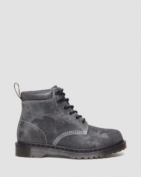 Dr Martens 939 Stonewashed Suede Men Lace Up Boots Grey / Black / Yellow | USA-421068