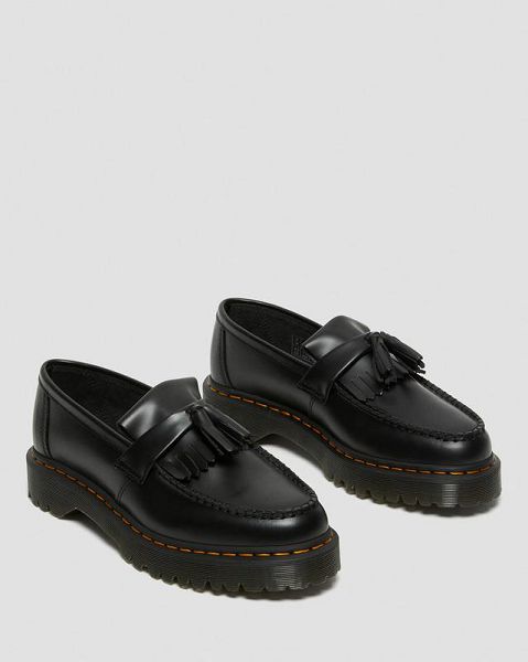 Dr Martens Adrian Bex Smooth Leather Tassel Women Loafers Black | USA-71258