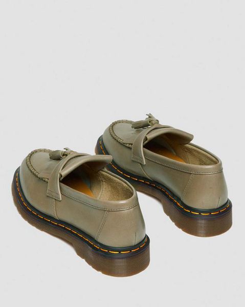 Dr Martens Adrian Carrara Leather Tassel Women Loafers Olive | USA-815634