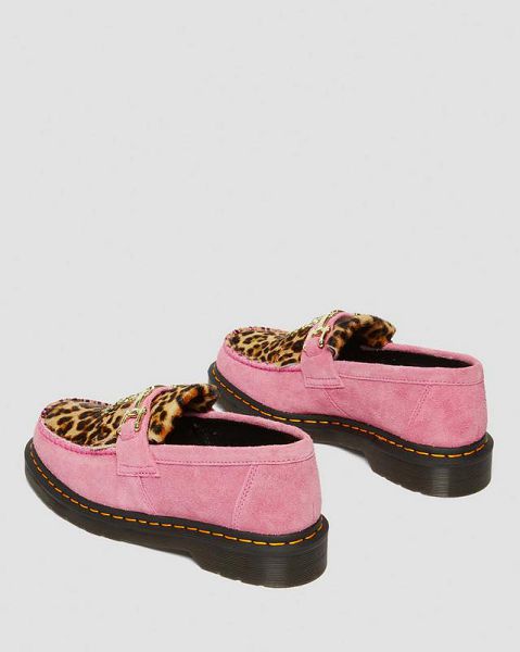 Dr Martens Adrian Hair-On Leopard Snaffle Women Loafers Pink / Black | USA-32748