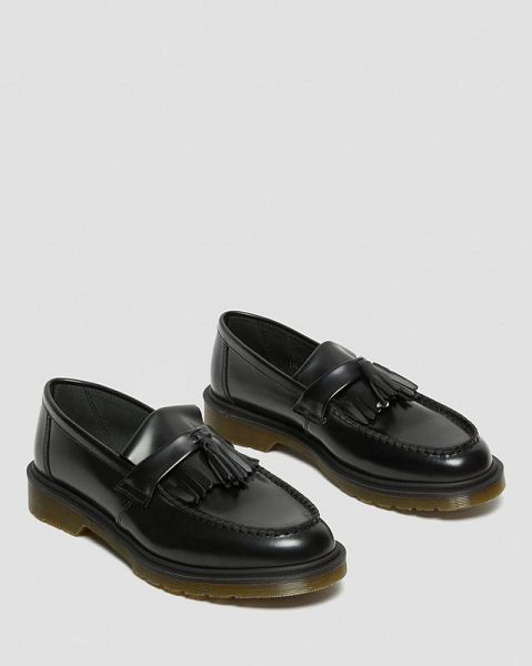 Dr Martens Adrian Smooth Leather Tassel Women Loafers Black | USA-507438