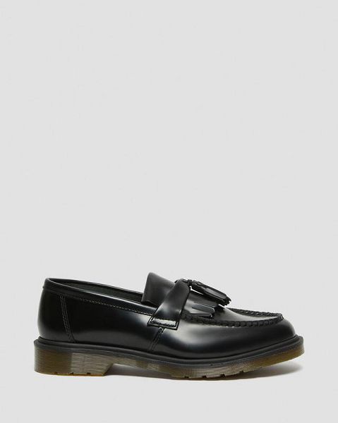 Dr Martens Adrian Smooth Leather Tassel Women Loafers Black | USA-507438