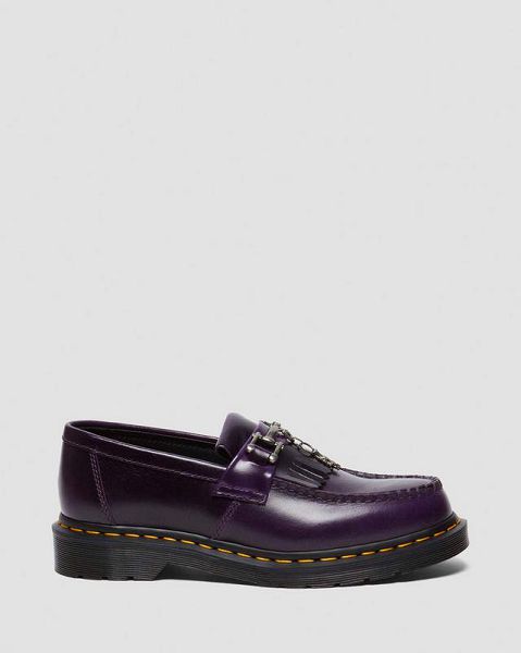 Dr Martens Adrian Snaffle Bone Charm Tassel Women Loafers Purple | USA-780526