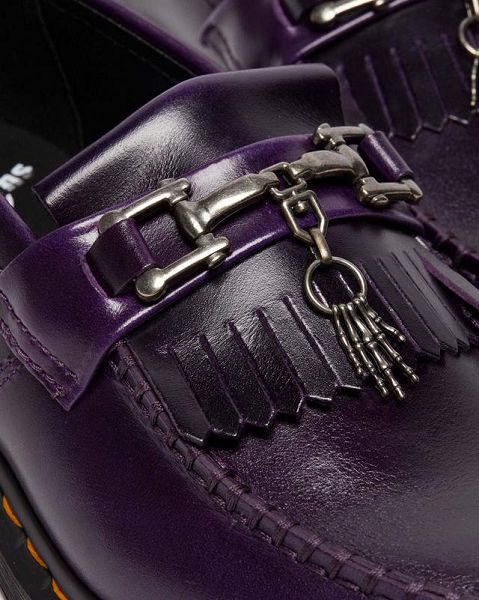 Dr Martens Adrian Snaffle Bone Charm Tassel Men Loafers Purple | USA-734652