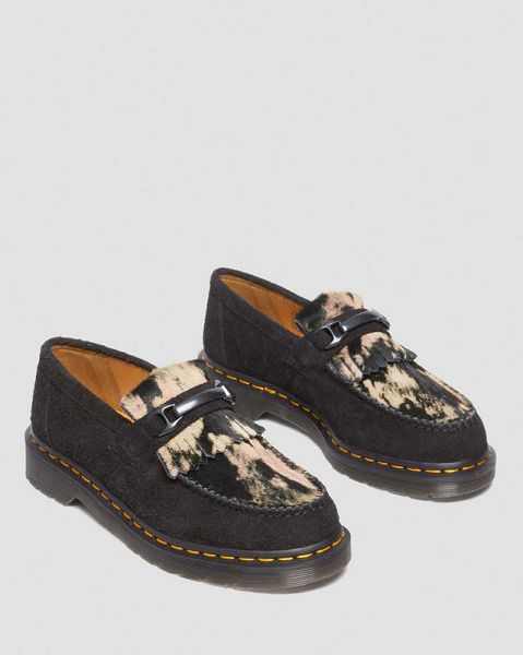 Dr Martens Adrian Snaffle Hair-on Loafer Women Loafers Black / Beige | USA-651349