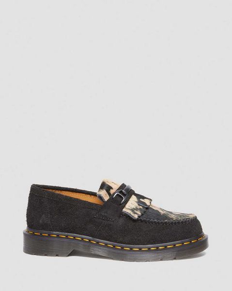 Dr Martens Adrian Snaffle Hair-on Loafer Women Loafers Black / Beige | USA-651349