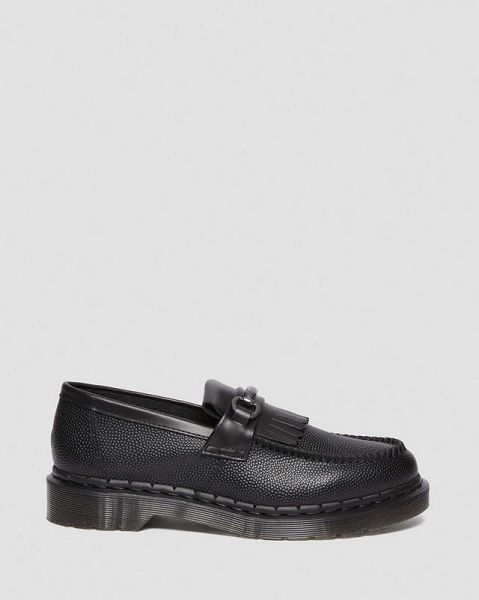 Dr Martens Adrian Snaffle Pebble Grain Leather Kiltie Women Loafers Black | USA-256913