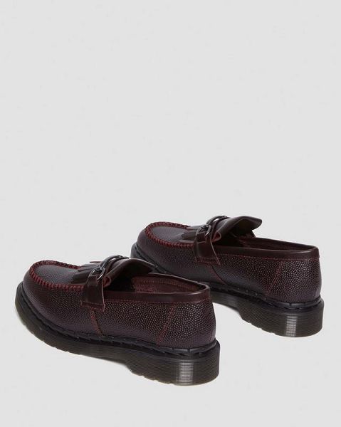 Dr Martens Adrian Snaffle Pebble Grain Leather Kiltie Women Loafers Burgundy | USA-52896