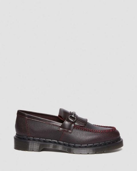 Dr Martens Adrian Snaffle Pebble Grain Leather Kiltie Women Loafers Burgundy | USA-52896